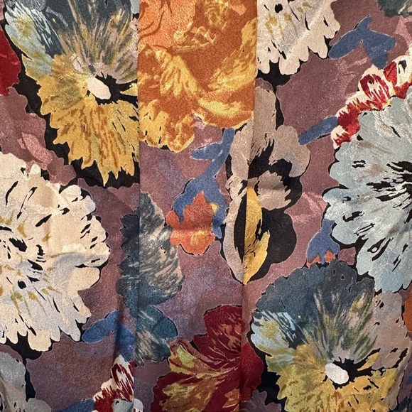 Jeri Marque 80s VTG Colorful Satin Floral Art Deco Button Down Blouse Size 14 - Picture 2 of 10